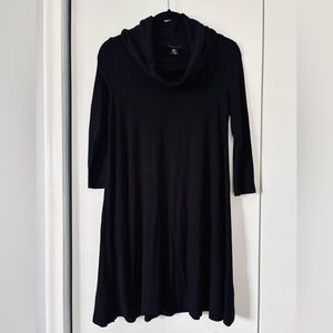 Adrienne Vittadini Black Cowl Neck Dress 3/4 Sleeve XS
